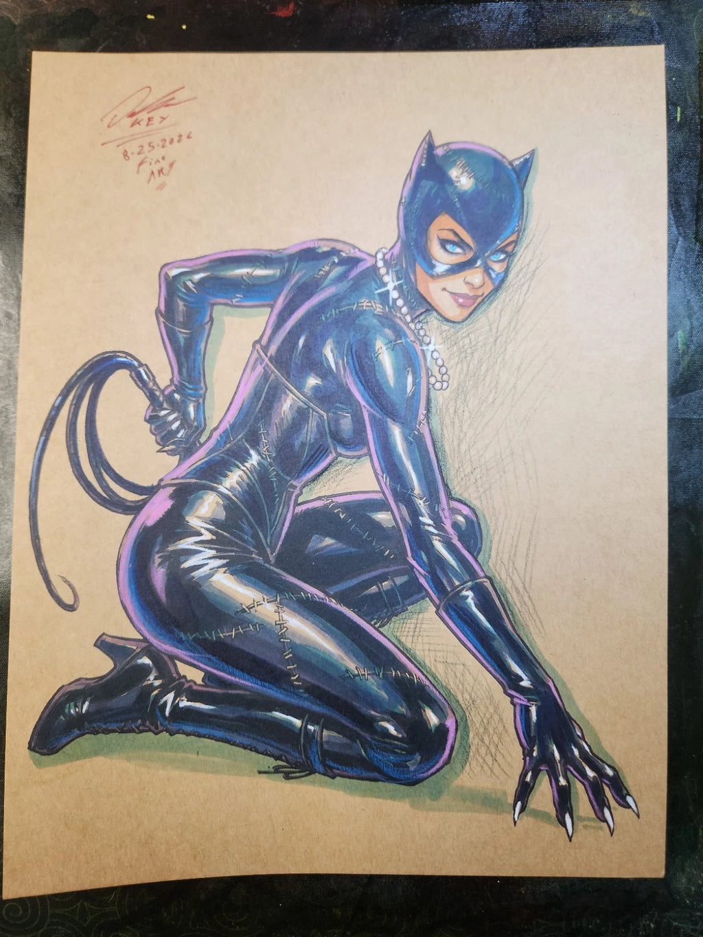 Catwoman Comic Art Original Fine Mixed Media | Rare 1 of 1 | COA Included | 8.5x11 on Premium Archival Cardstock