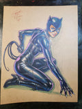Catwoman Comic Art Original Fine Mixed Media | Rare 1 of 1 | COA Included | 8.5x11 on Premium Archival Cardstock