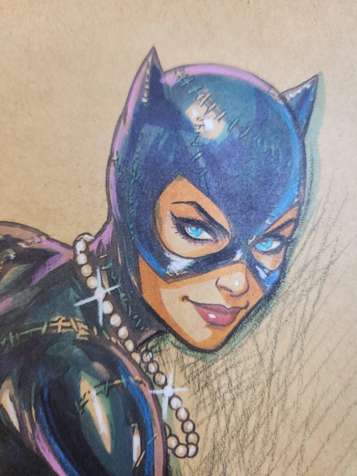 Catwoman Comic Art Original Fine Mixed Media | Rare 1 of 1 | COA Included | 8.5x11 on Premium Archival Cardstock