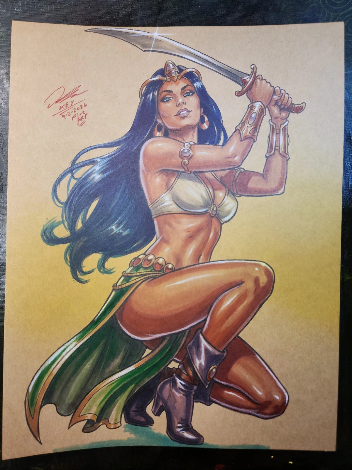 Dejah Thoris Comic Art Original Fine Mixed Media | Rare 1 of 1 | COA Included | 8.5x11 on Premium Archival Cardstock