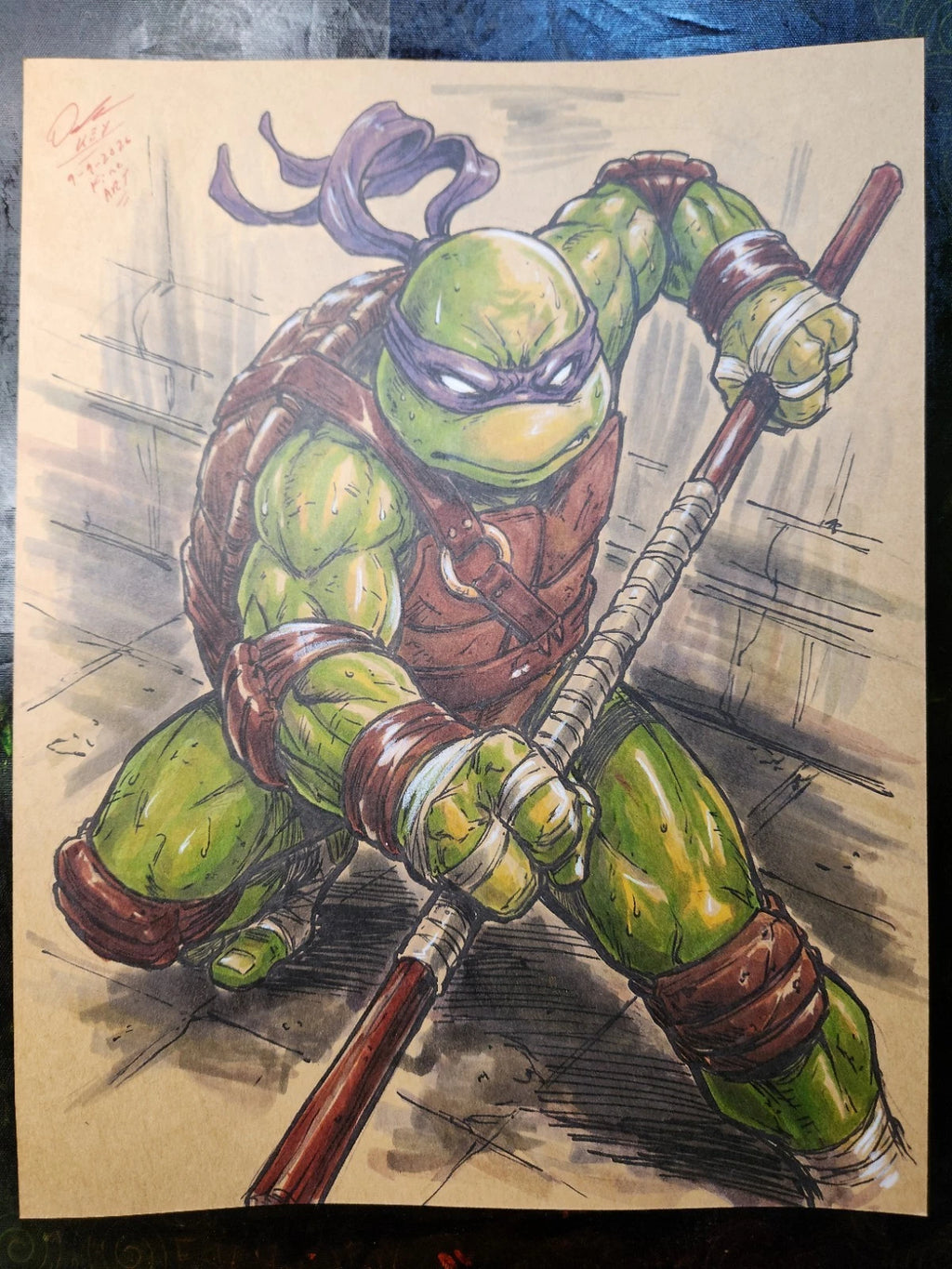 Donatello TMNT Comic Art Original Fine Mixed Media | Rare 1 of 1 | COA Included | 8.5x11 on Premium Archival Cardstock