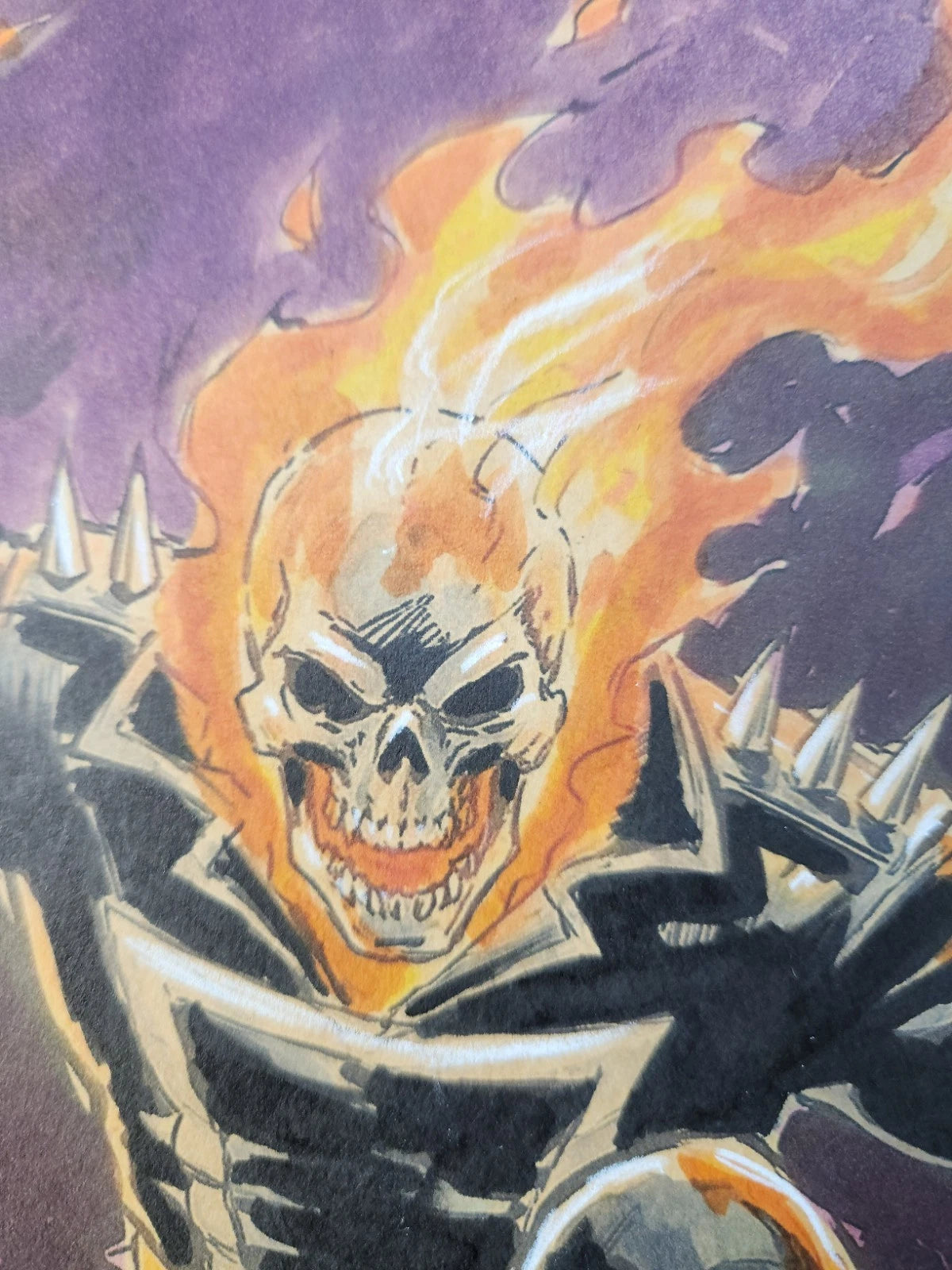 Ghost Rider Comic Art Original Fine Mixed Media | Rare 1 of 1 | COA Included | 8.5x11 on Premium Archival Cardstock