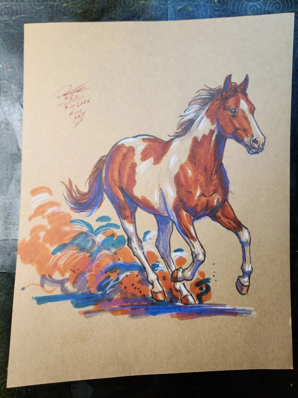 Horse OC Animal Art Original Fine Mixed Media | Rare 1 of 1 | COA Included | 8.5x11 on Premium Archival Cardstock