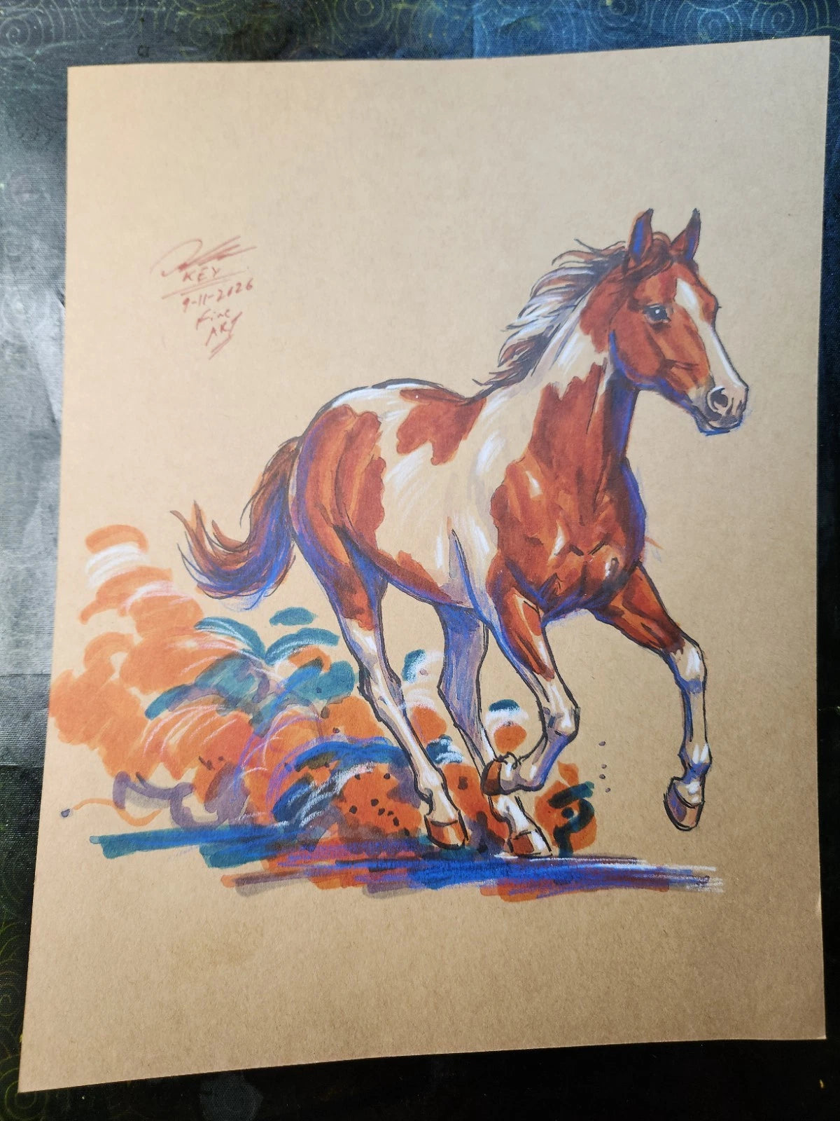 Horse OC Animal Art Original Fine Mixed Media | Rare 1 of 1 | COA Included | 8.5x11 on Premium Archival Cardstock