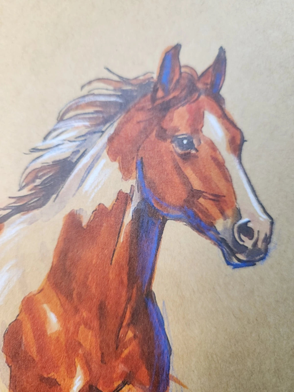 Horse OC Animal Art Original Fine Mixed Media | Rare 1 of 1 | COA Included | 8.5x11 on Premium Archival Cardstock
