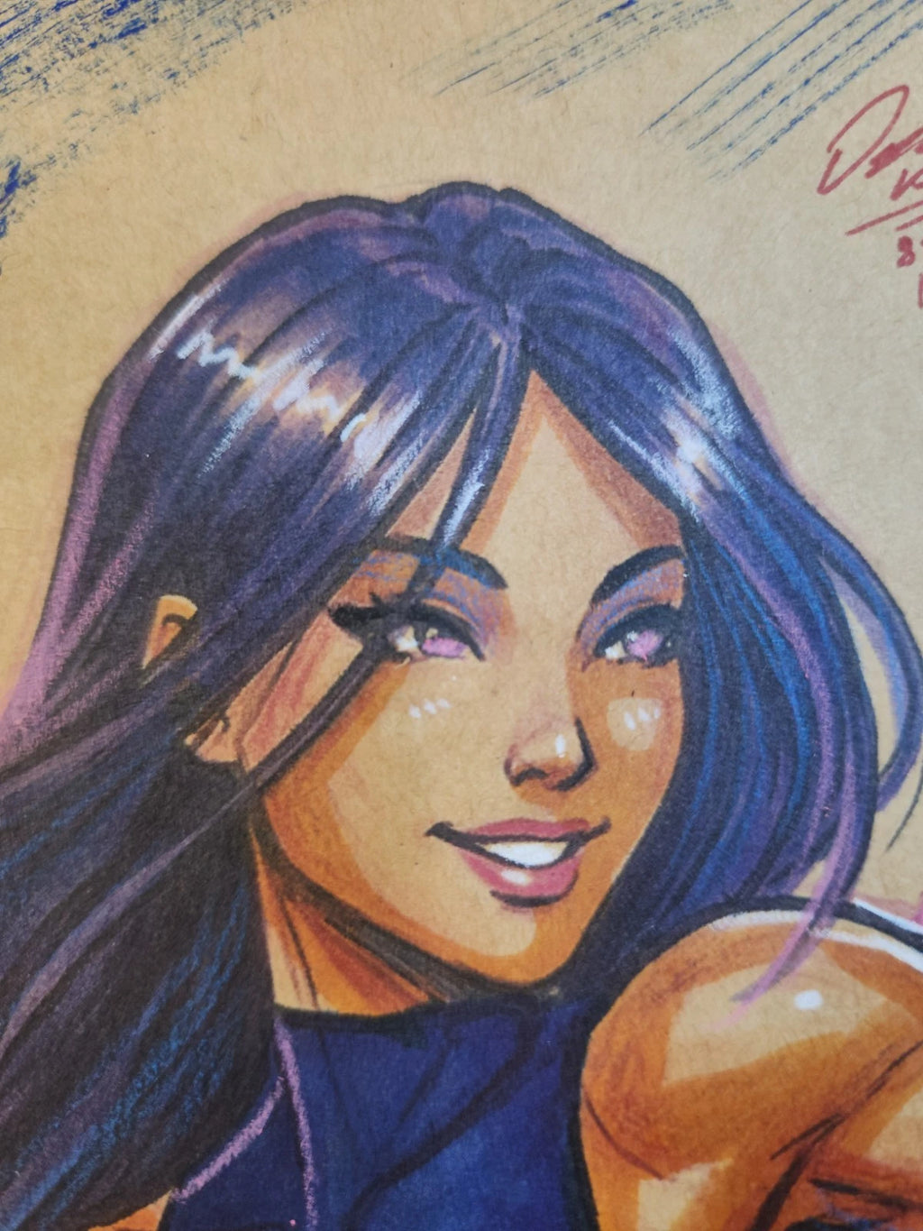 Psylocke Comic Art Original Fine Mixed Media | Rare 1 of 1 | COA Included | 8.5x11 on Premium Archival Cardstock
