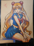Usagi Sailor Moon Comic Art Original Fine Mixed Media | Rare 1 of 1 | COA Included | 8.5x11 on Premium Archival Cardstock