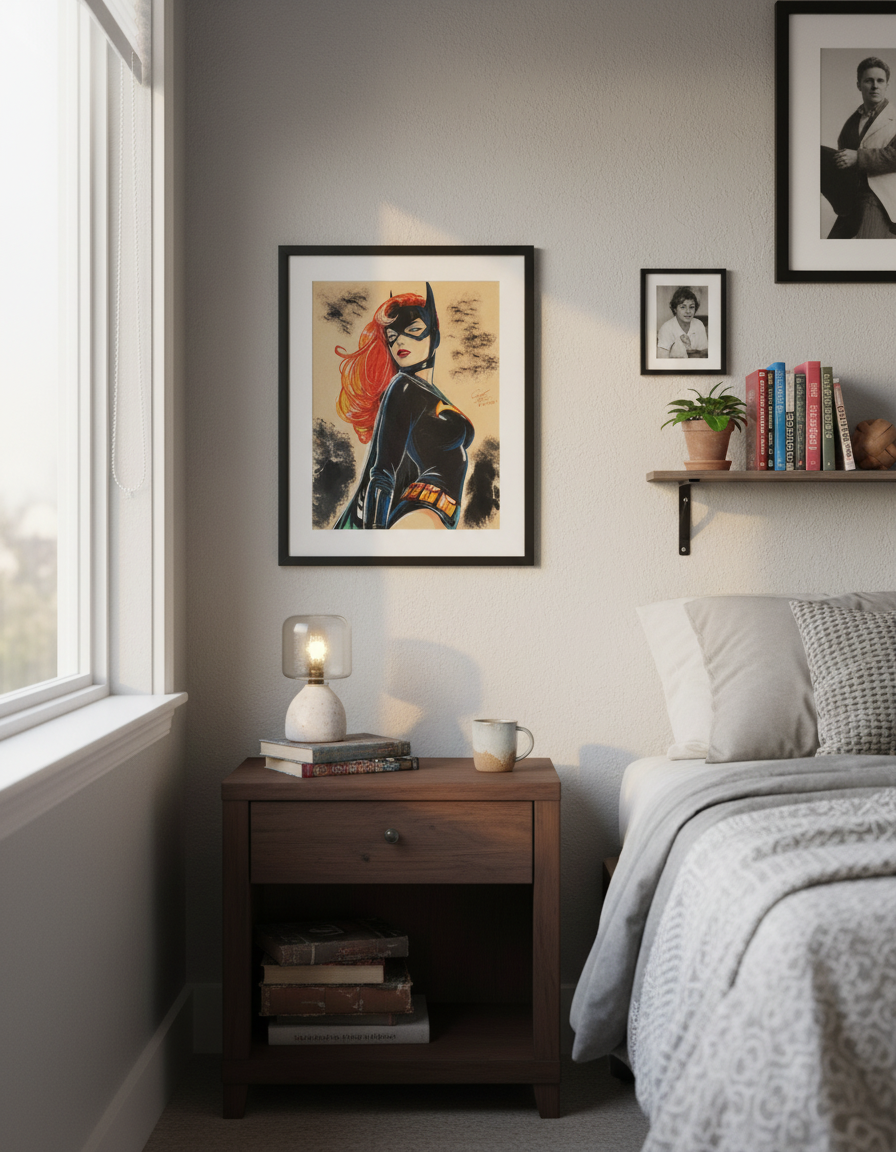 Batgirl Art Print in Bedroom Setting