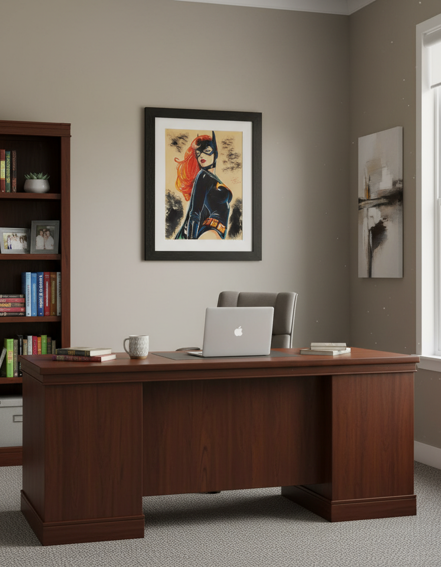 Batgirl Art Print in Office Setting