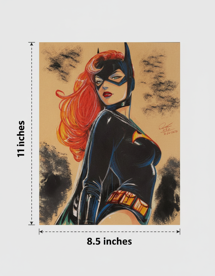 Batgirl Art Print with Dimensions