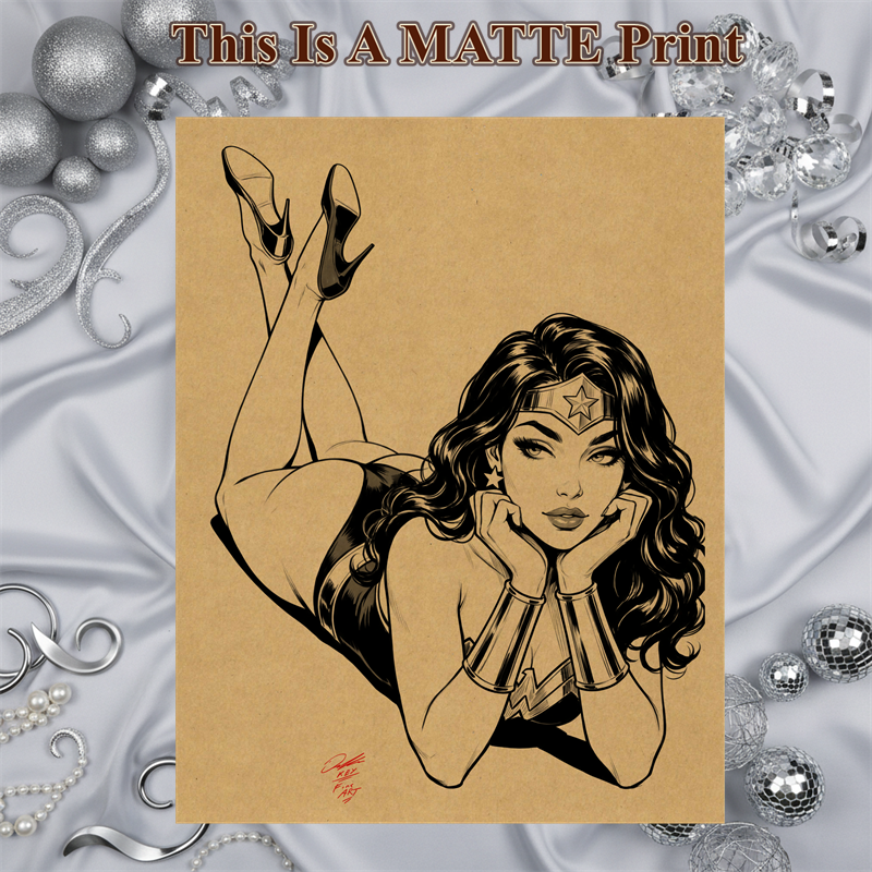 Wonder Woman Art Illustration Hard Signed 8.5x11in Fine Art PRINT