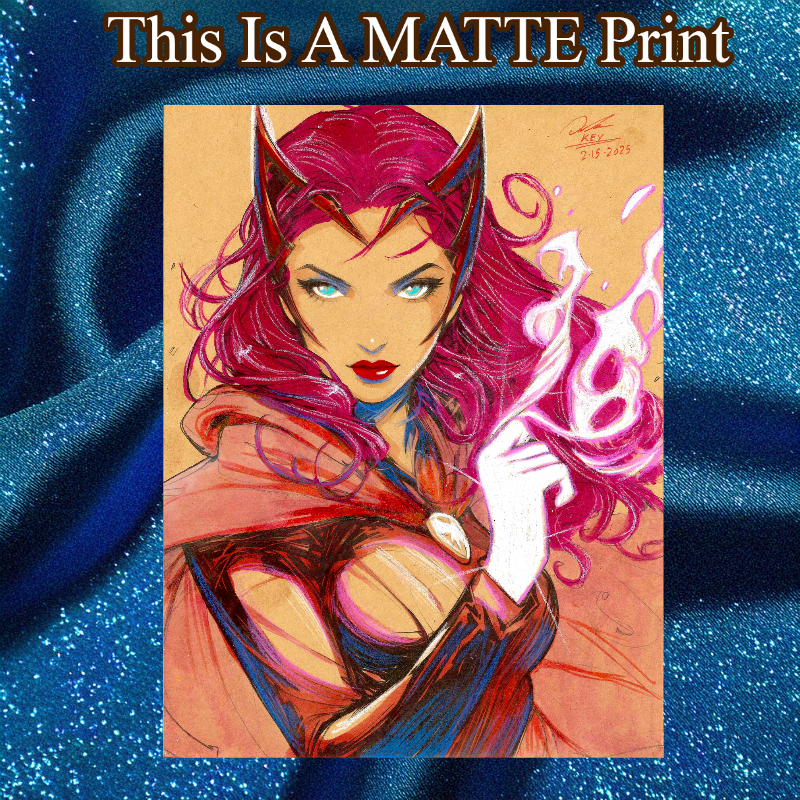 Scarlet Witch Art Illustration Hard Signed 8.5x11in Fine Art PRINT