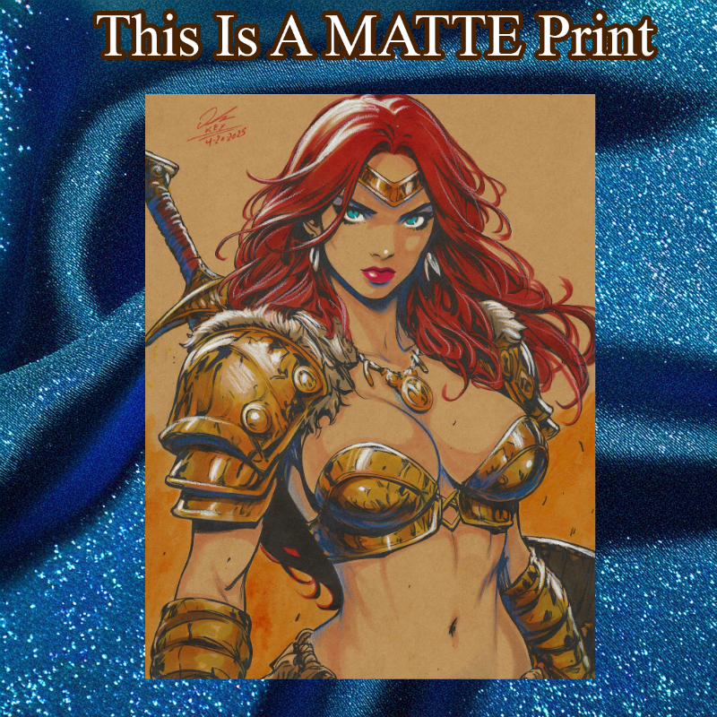 Red Sonja Art Illustration Hard Signed 8.5x11in Fine Art PRINT