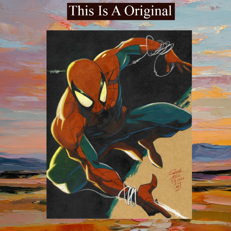 Spider-man Comic Art Original Fine Mixed Media | Rare 1 of 1 | COA Included | 8.5x11 on Premium Archival Cardstock