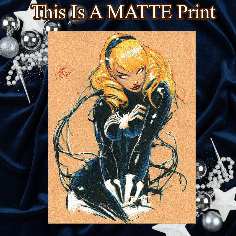Gwen X Venom Art Illustration Hard Signed 8.5x11in Fine Art PRINT