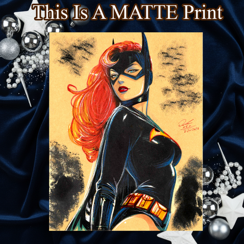 Batgirl Art Illustration Hard Signed 8.5x11in Fine Art PRINT