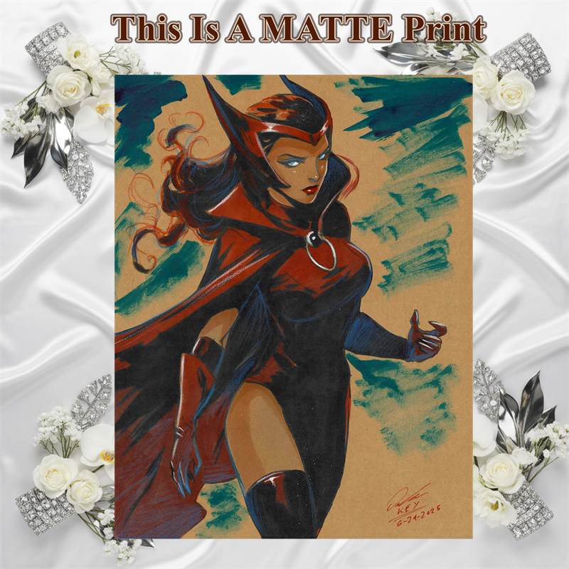 Scarlet Witch Art Illustration Hard Signed 8.5x11in Fine Art PRINT