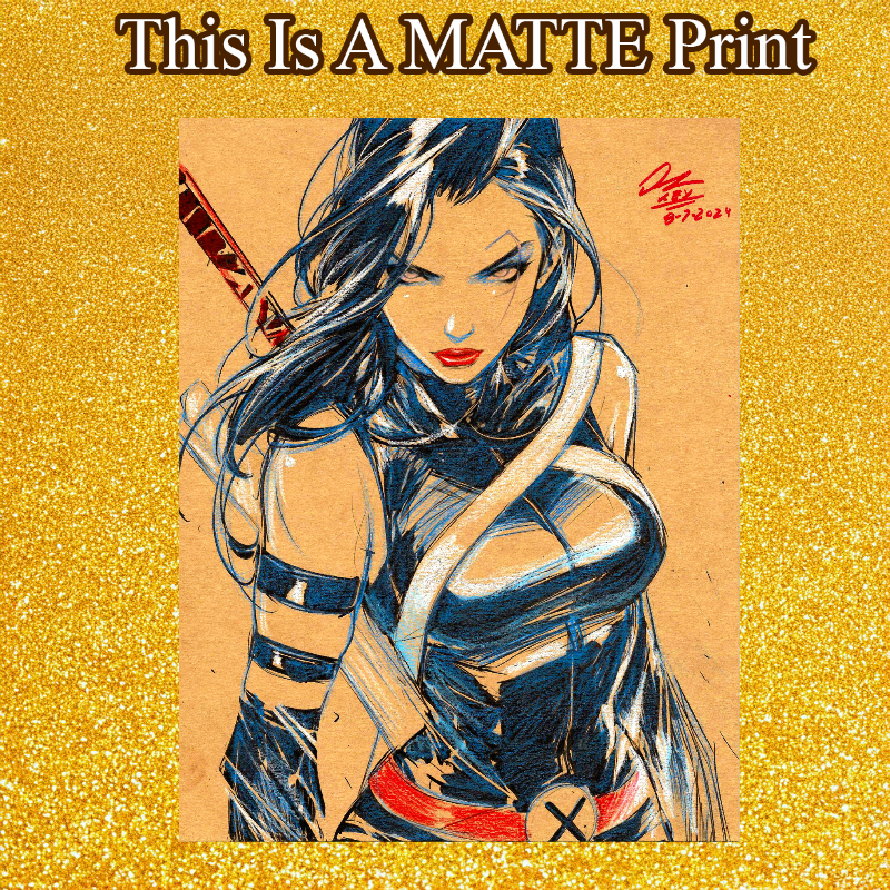 Psylocke Art Illustration Hard Signed 8.5x11in Fine Art PRINT
