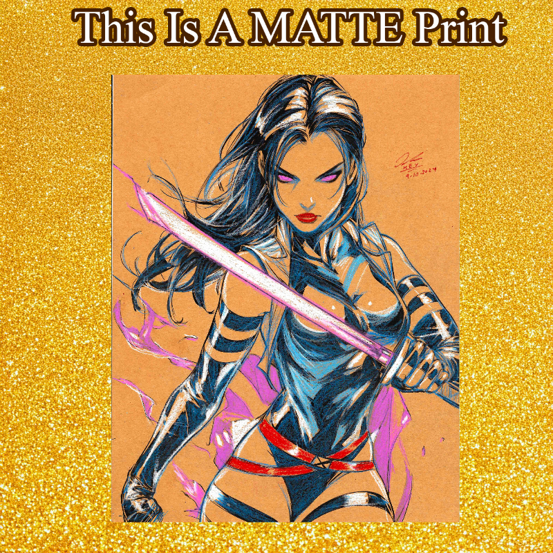Psylocke Art Illustration Hard Signed 8.5x11in Fine Art PRINT