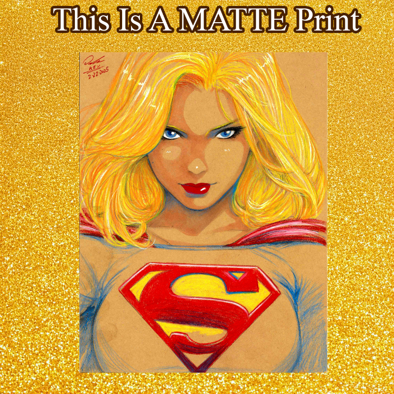 Supergirl Art Illustration Hard Signed 8.5x11in Fine Art PRINT