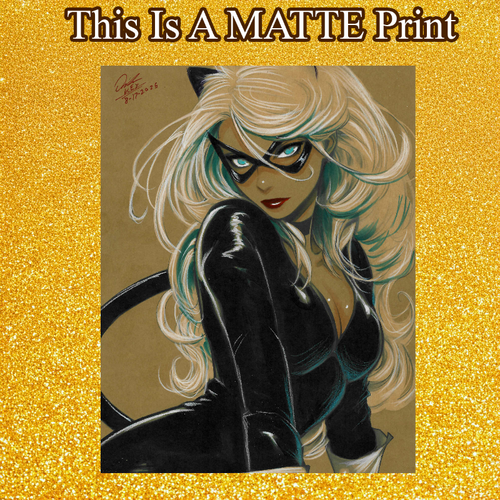 Black Cat Art Illustration Hard Signed 8.5x11in Fine Art PRINT