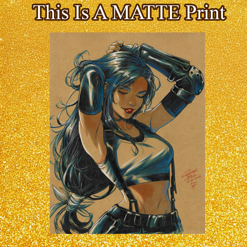 Tifa Lockhart Art Illustration Hard Signed 8.5x11in Fine Art PRINT