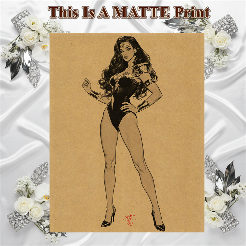 Wonder Woman Art Illustration Hard Signed 8.5x11in Fine Art PRINT