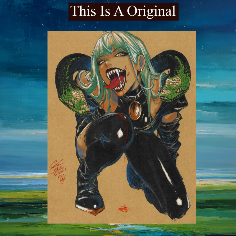 Vampire Fantasy OC Comic Art Original Fine Mixed Media | Rare 1 of 1 | COA Included | 8.5x11 on Premium Archival Cardstock