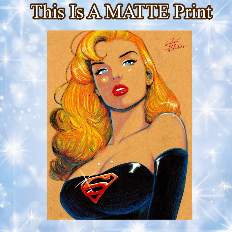Supergirl Art Illustration Hard Signed 8.5x11in Fine Art PRINT