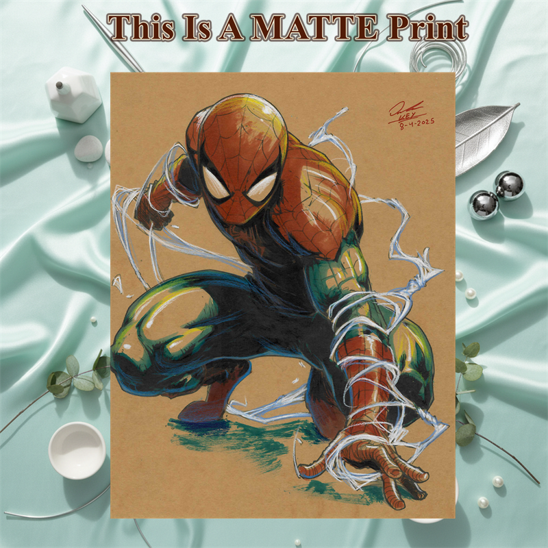 Spider-Man Art Illustration Hard Signed 8.5x11in Fine Art PRINT