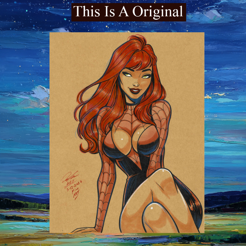 Mary Jane Comic Art Original Fine Mixed Media | Rare 1 of 1 | COA Included | 8.5x11 on Premium Archival Cardstock