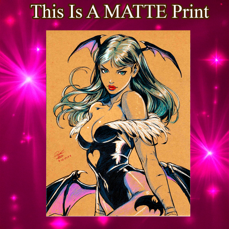 Morrigan Aensland Art Illustration Hard Signed 8.5x11in Fine Art PRINT