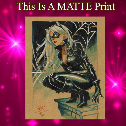 Black Cat Art Illustration Hard Signed 8.5x11in Fine Art PRINT