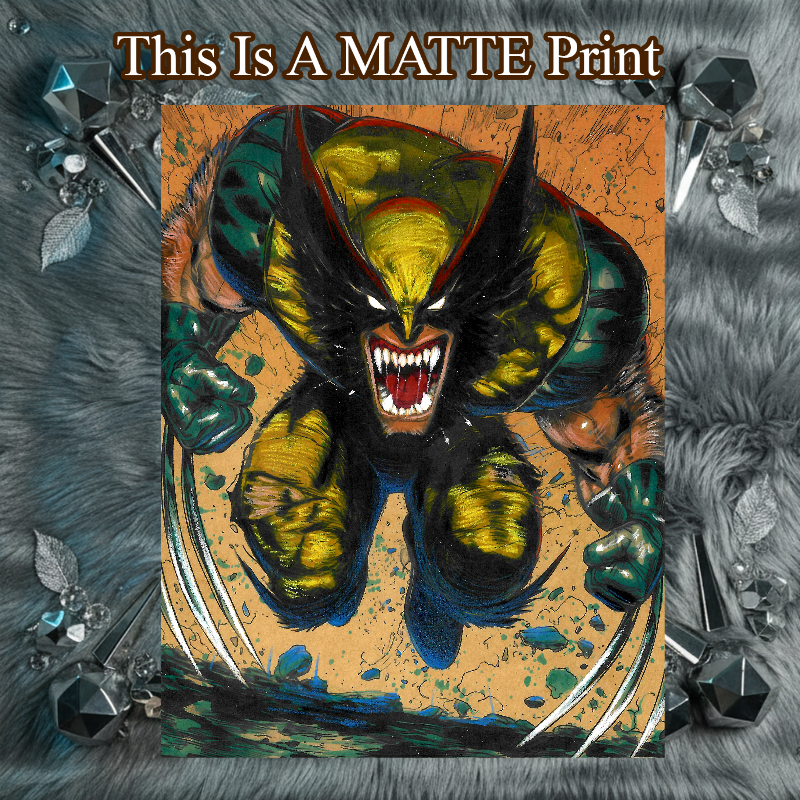 Wolverine Art Illustration Hard Signed 8.5x11in Fine Art PRINT