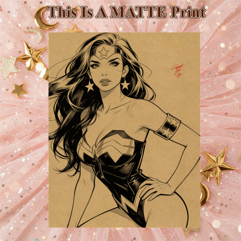 Wonder Woman Art Illustration Hard Signed 8.5x11in Fine Art PRINT
