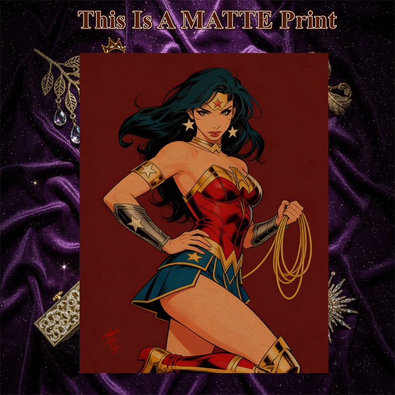 Wonder Woman Art Illustration Hard Signed 8.5x11in Fine Art PRINT