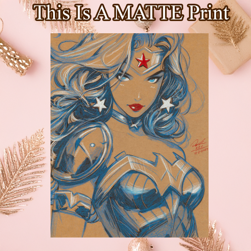 Wonder Woman Art Illustration Hard Signed 8.5x11in Fine Art PRINT