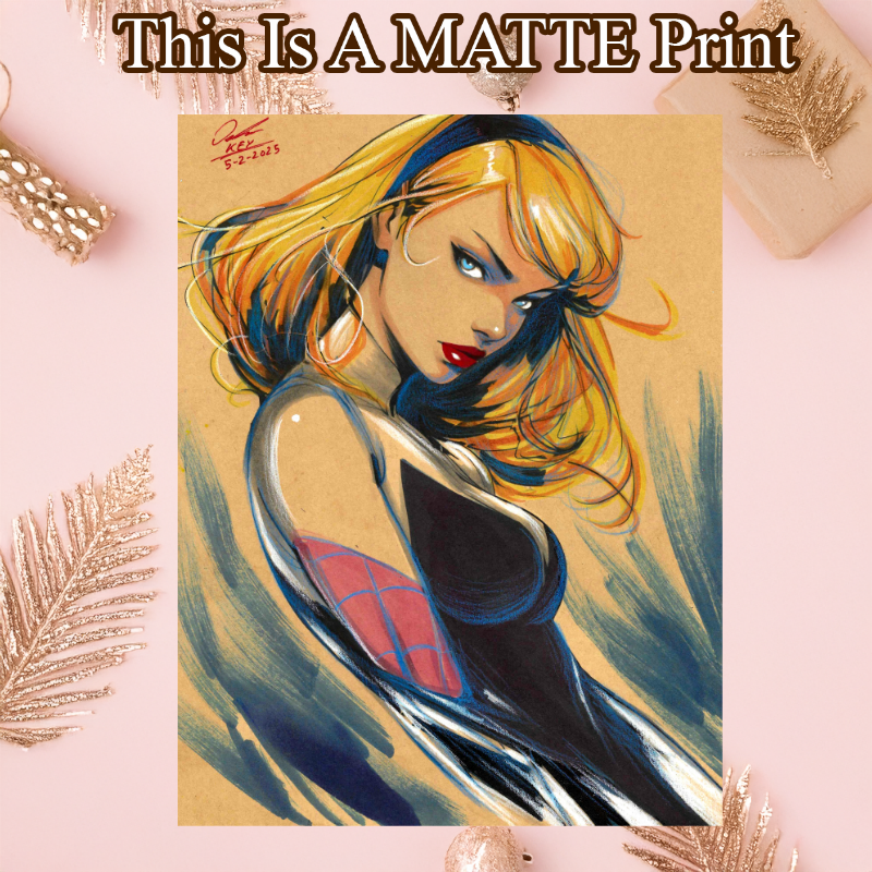 Gwen Stacy Art Illustration Hard Signed 8.5x11in Fine Art PRINT
