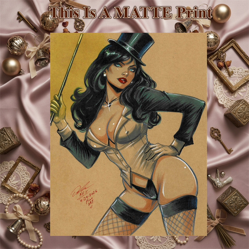 Zatanna Art Illustration Hard Signed 8.5x11in Fine Art PRINT