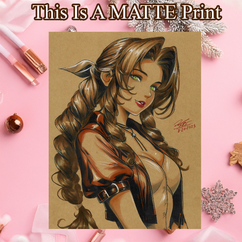 Aerith Gainsborough Art Illustration Hard Signed 8.5x11in Fine Art PRINT