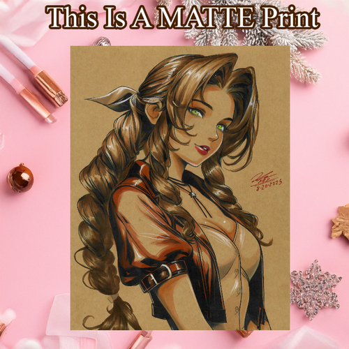 Aerith Gainsborough Art Illustration Hard Signed 8.5x11in Fine Art PRINT