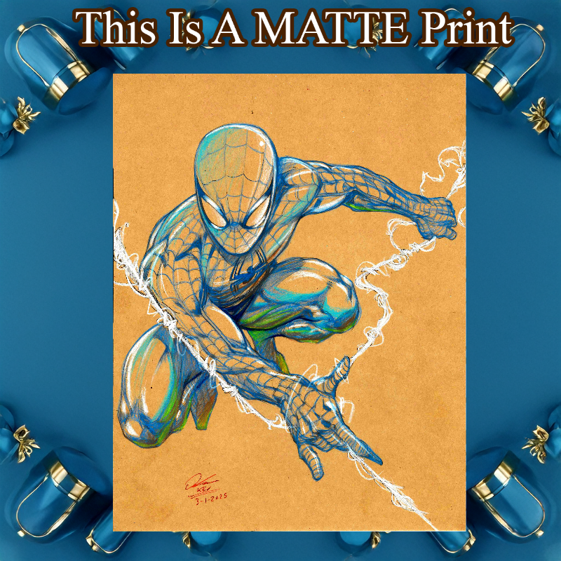 Spider-Man Art Illustration Hard Signed 8.5x11in Fine Art PRINT