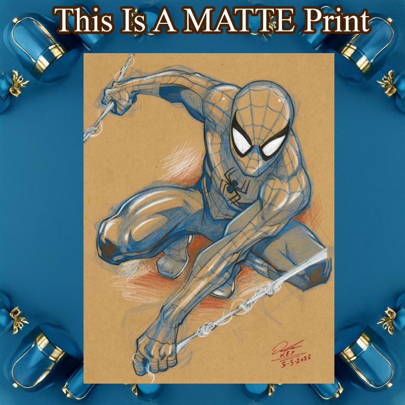 Spider-Man Art Illustration Hard Signed 8.5x11in Fine Art PRINT
