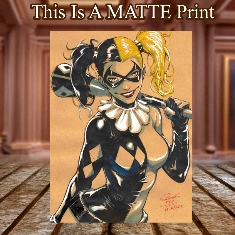 Harley Quinn Art Illustration Hard Signed 8.5x11in Fine Art PRINT