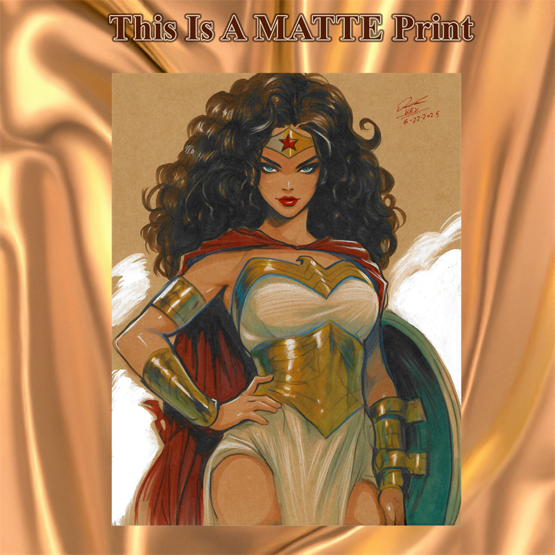 Wonder Woman Art Illustration Hard Signed 8.5x11in Fine Art PRINT