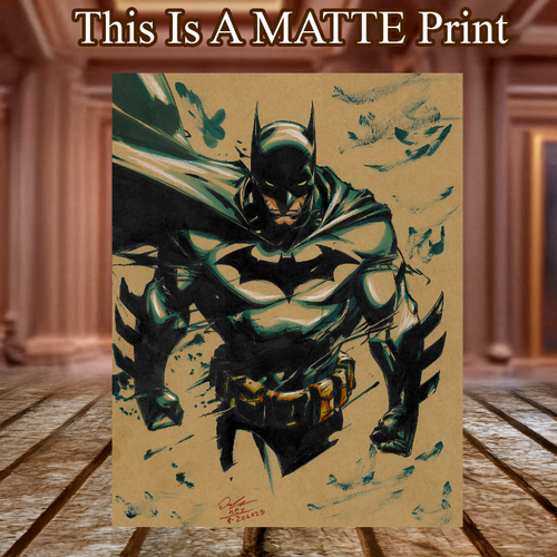 Batman Art Illustration Hard Signed 8.5x11in Fine Art PRINT