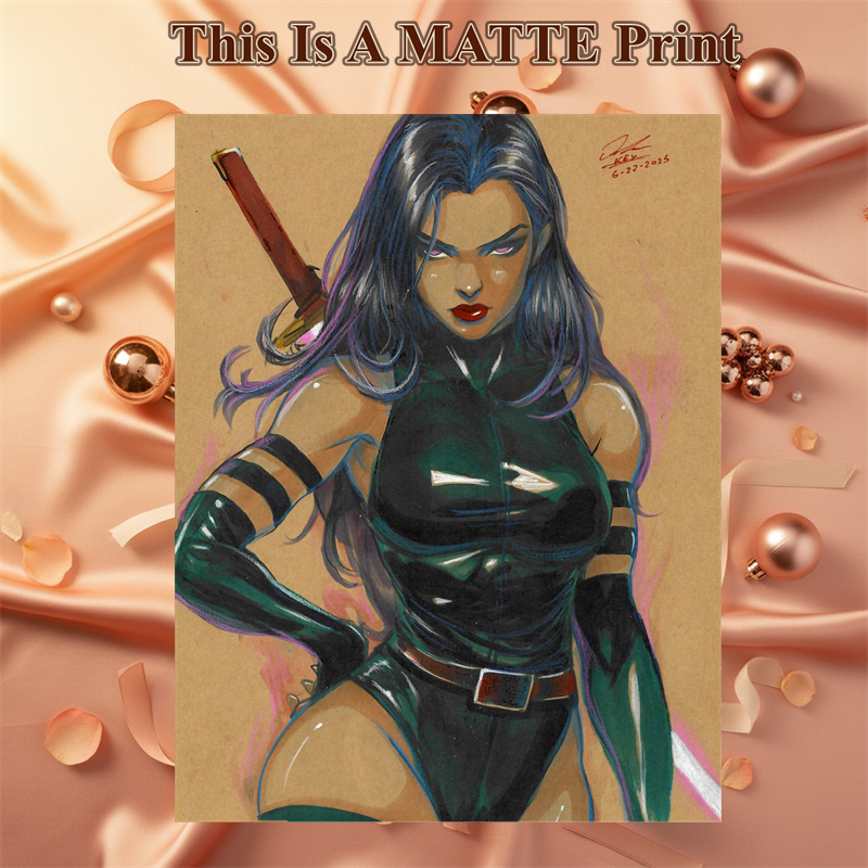 Psylocke Art Illustration Hard Signed 8.5x11in Fine Art PRINT