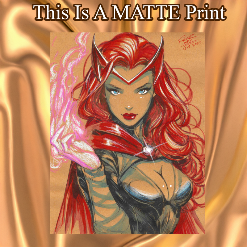 Scarlet Witch Art Illustration Hard Signed 8.5x11in Fine Art PRINT