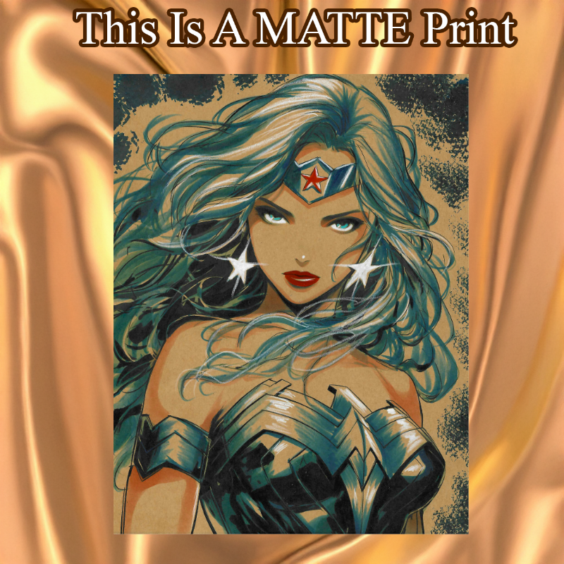 Wonder Woman Art Illustration Hard Signed 8.5x11in Fine Art PRINT