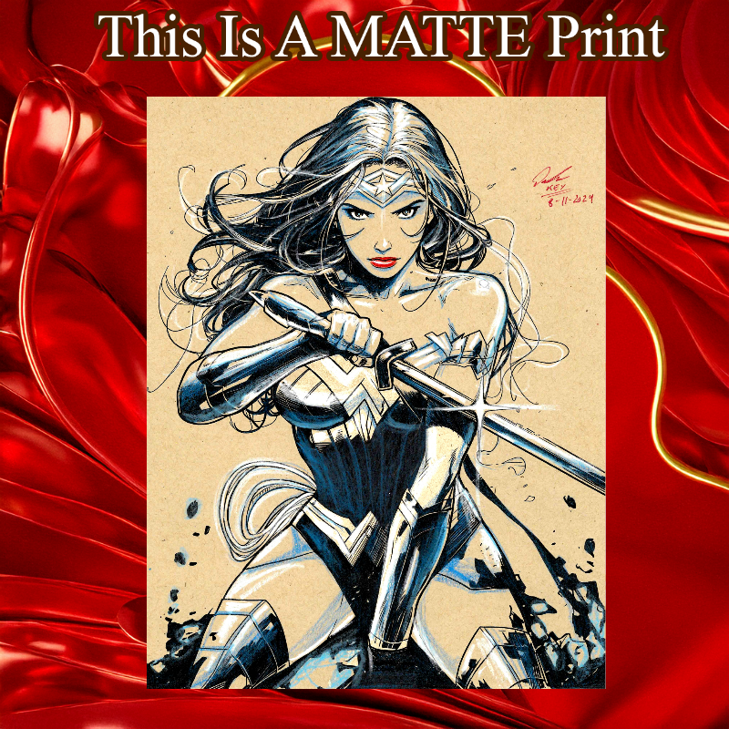 Wonder Woman Art Illustration Hard Signed 8.5x11in Fine Art PRINT